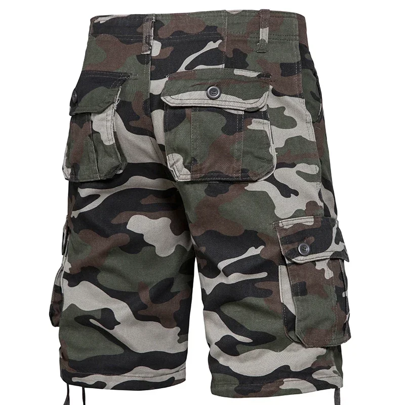 Men's Camouflage Casual Shorts Trendy Casual Half Pants Camouflage Outdoor Sports Shorts Side Pockets Cotton Breathable Shorts