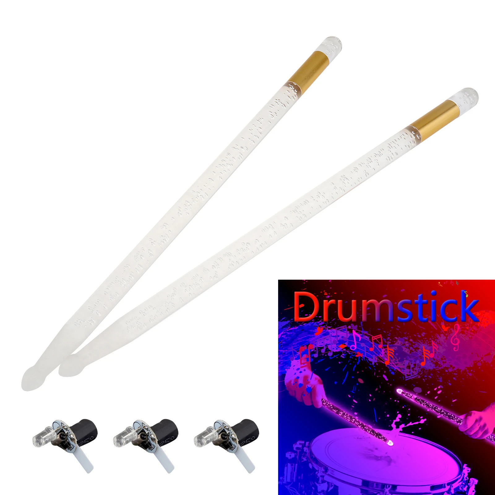 5A Drum Stick 13 Colors Alternately Noctilucent Glow in The Dark Acrylic Drum Sticks Stage Performance Drumsticks