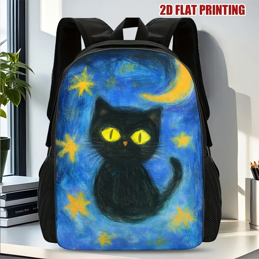 

1 star cat backpack, functional and fashionable, suitable for work, school and daily use, trendy design, pattern printing