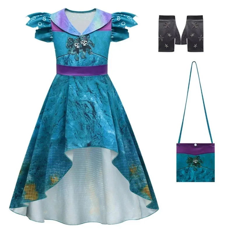 

Pink Queen Bridget Kids Girls Halloween Cosume Descendants Princess Red Dresses Kids Cosplay Dress+Bag Birthday Party Sundrerss