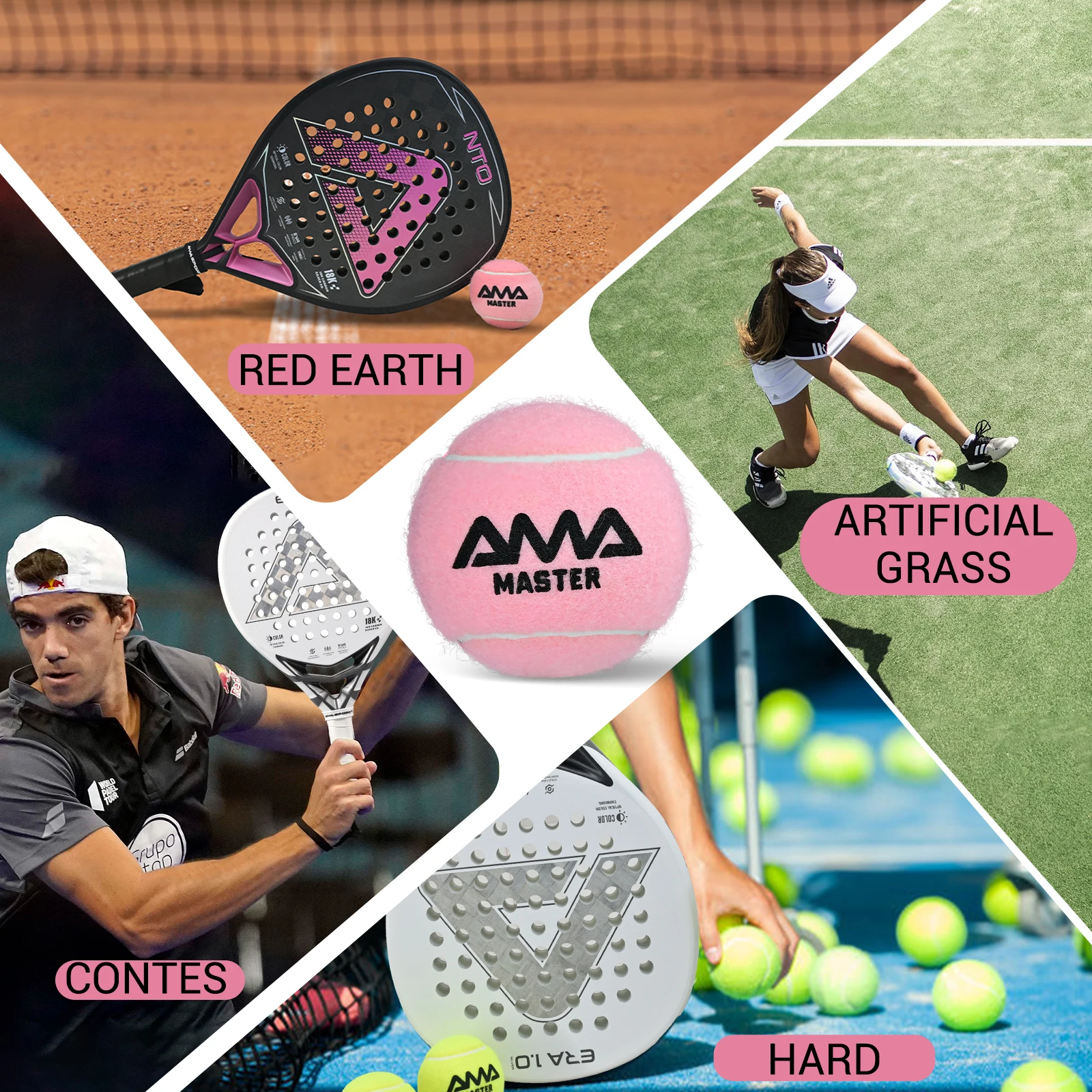 AMASPORT 2 كرات/علبة كرة تنس مجداف 20% صوف أكثر متانة كرة تنس للتدريب 2 ألوان متاحة لعب تنس مجداف خارجي