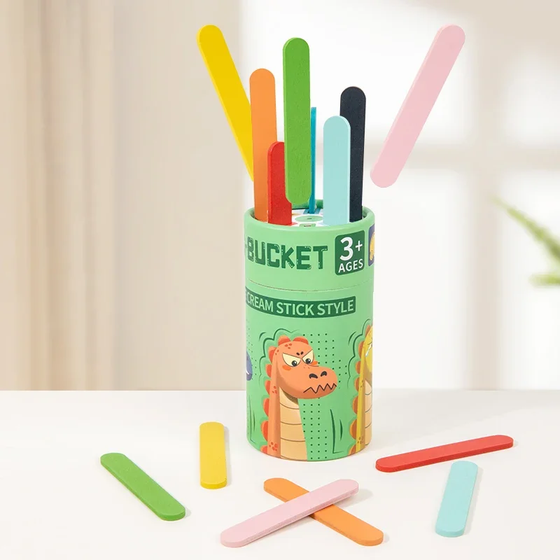 Tasse de Cognition de Classification des couleurs pour enfants, seau de Classification de l'éducation précoce de la maternelle, jouets en bâton en bois coloré
