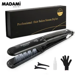 Steam Hair Straightener Professional Ceramic Vapor Flat Iron 450℉ Fast Heat Argan Oil Treatment Hair Care Tools