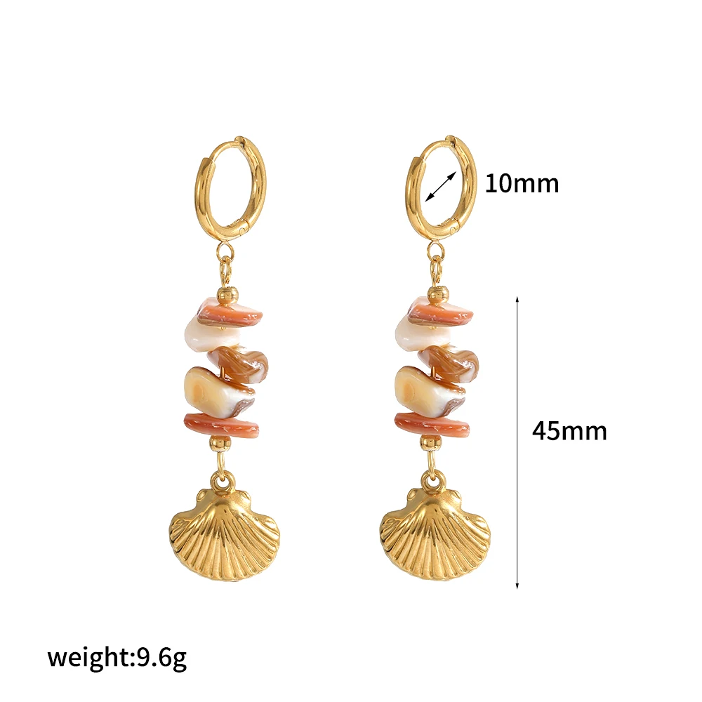 Trendige Ohrringe aus Edelstahl mit natürlichen, unregelmäßig geformten Steinen, ideal für den Sommer, rostfrei, als Schmuck für den täglichen Gebrauch. – Detail 6