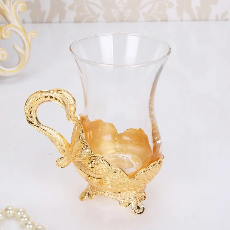 Glass coffee cup and saucer set afternoon tea cup kitchenware glass water cup home living room decoration free coffee spoon