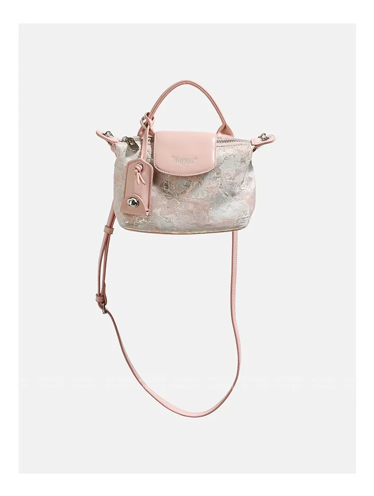 Ladies Mini hand-held dumpling pink bag, one shoulder, summer crossbody bag