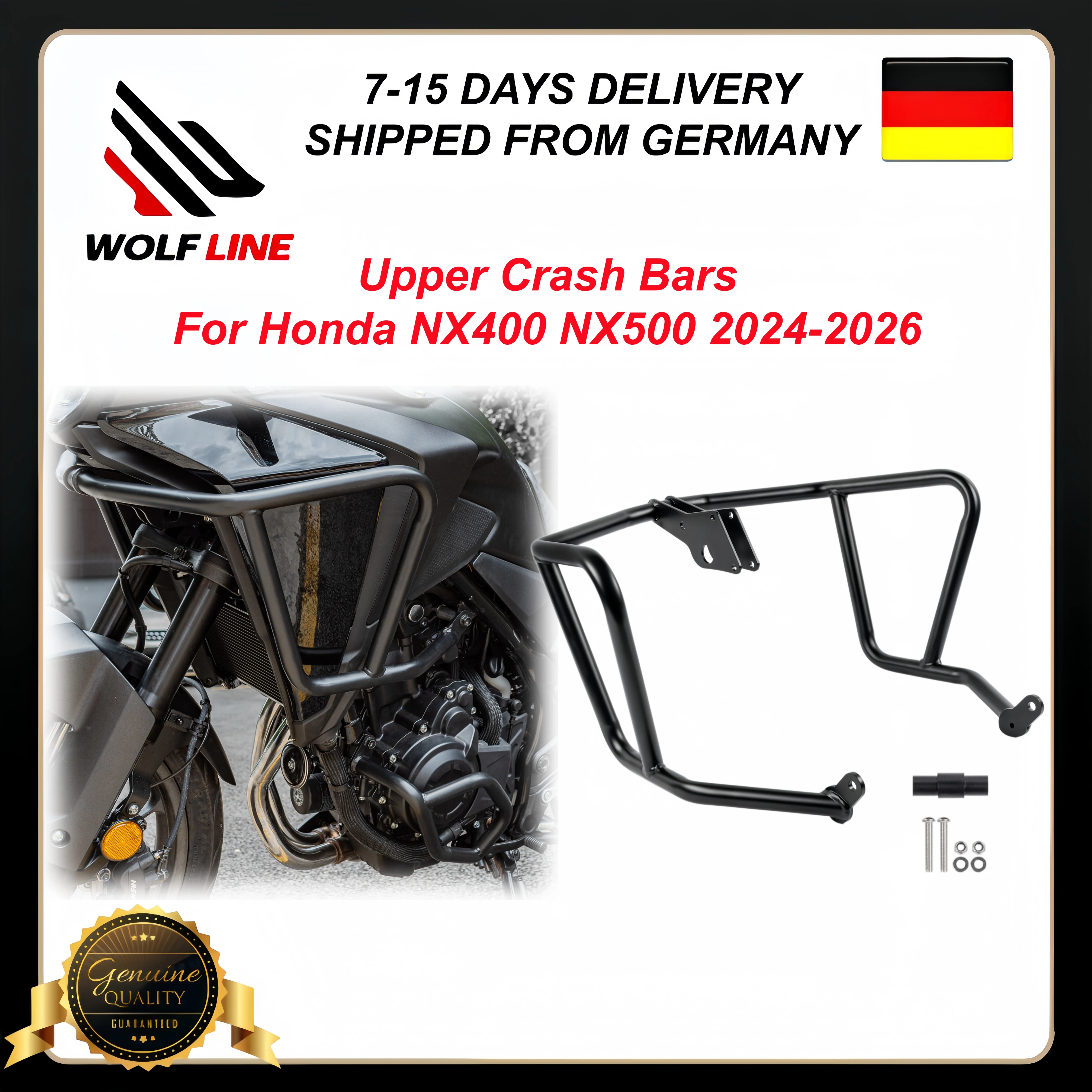 Paraurti di Protezione Motore WOLFLINE per Honda NX 400 500 NX400 NX500 2024 2025 2026, Barre Antiurto Superiori, Accessori per Protezione Telaio