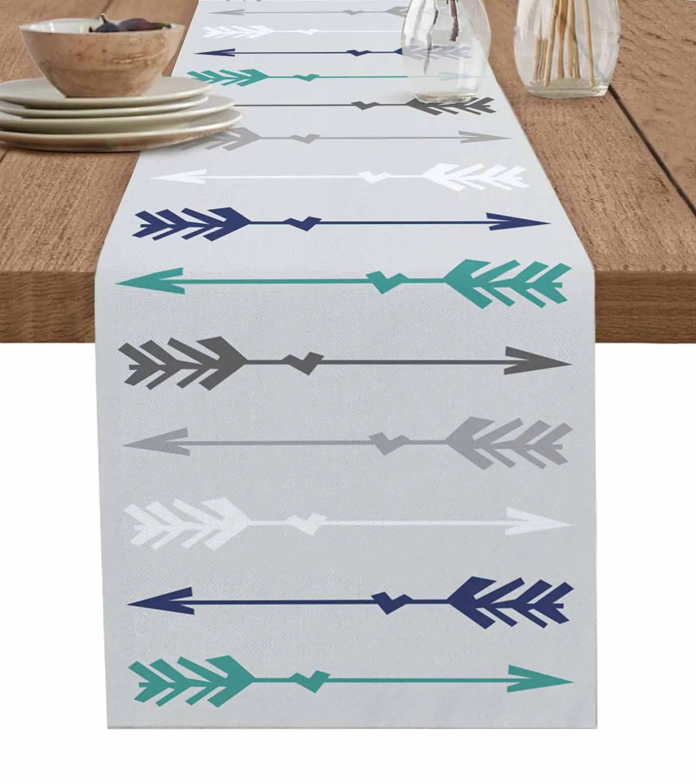 Arrowhead Indian Retro Grey Table Runners Coffee Tablecloth Wedding Decoration Modern Home Party Table Mats