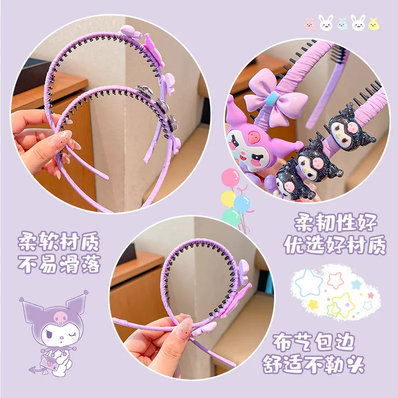 ที่คาดผมล้างหน้าเด็กน่ารัก 1 ชิ้น, เครื่องประดับผมการ์ตูน Sanrio, ที่คาดผม Kuromi หวาน, ของขวัญเครื่องประดับผมบูติก