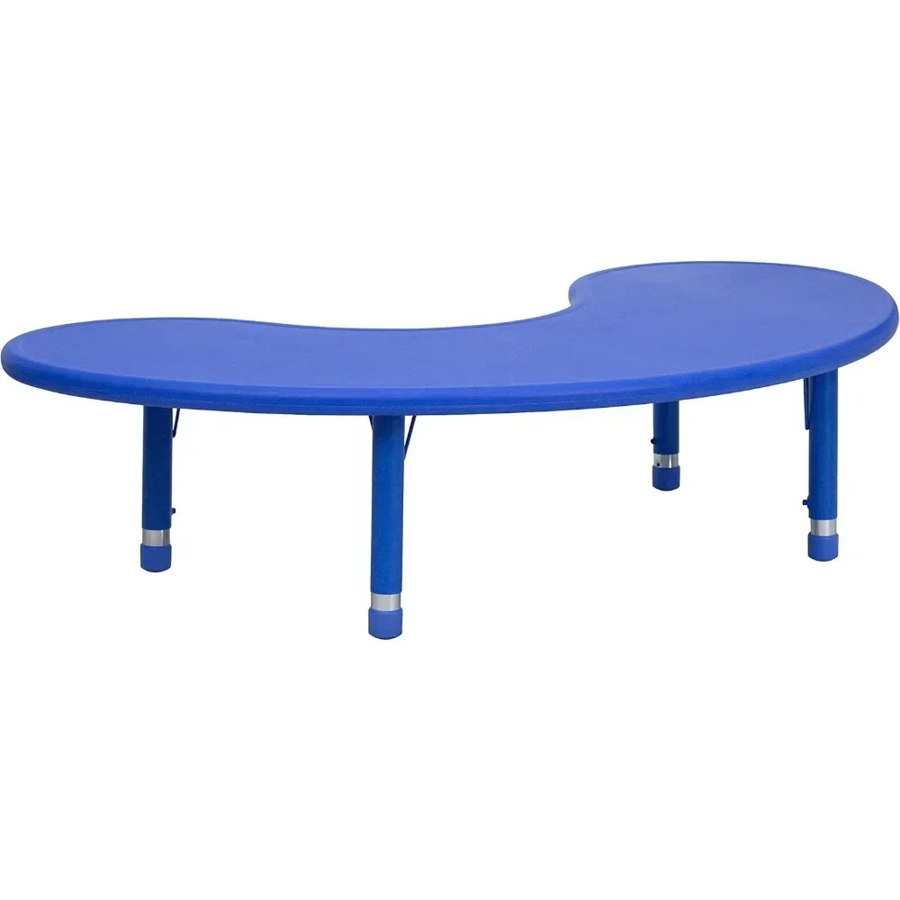 Half-Moon Adjustable Height Preschool Activity Table for School/Home, Plastic Classroom Activity Table for Kids