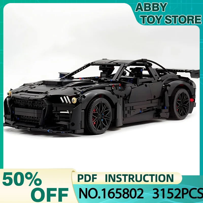 

New Technical MOC- 165802 Black Super Sprots Car Model Building Blocks Brick DIY Toys Assembly Birthday Christmas Gifts For Kids