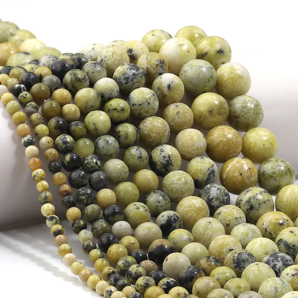 4/6/8/10/12mm Naturstein Perlen Gras Gelb Türkis Runde Lose Perlen für Schmuck Machen DIY Armbänder Halskette Zubehör