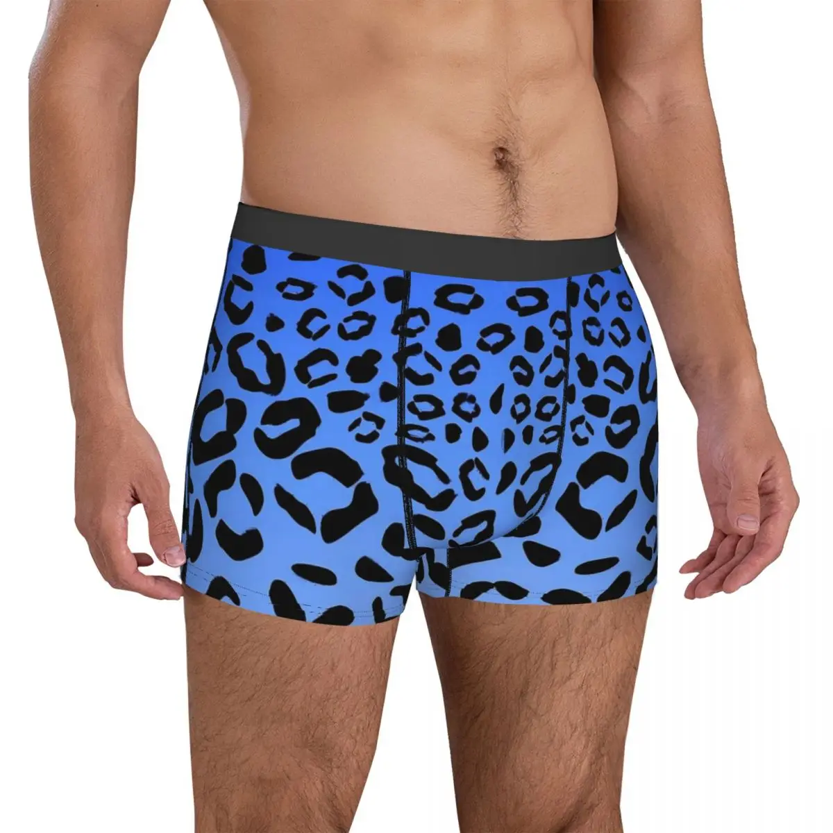 Blue Ombre Underwear Cheetah Print Males Shorts Briefs Comfortable Boxershorts Trenky Customs Large Size Underpants