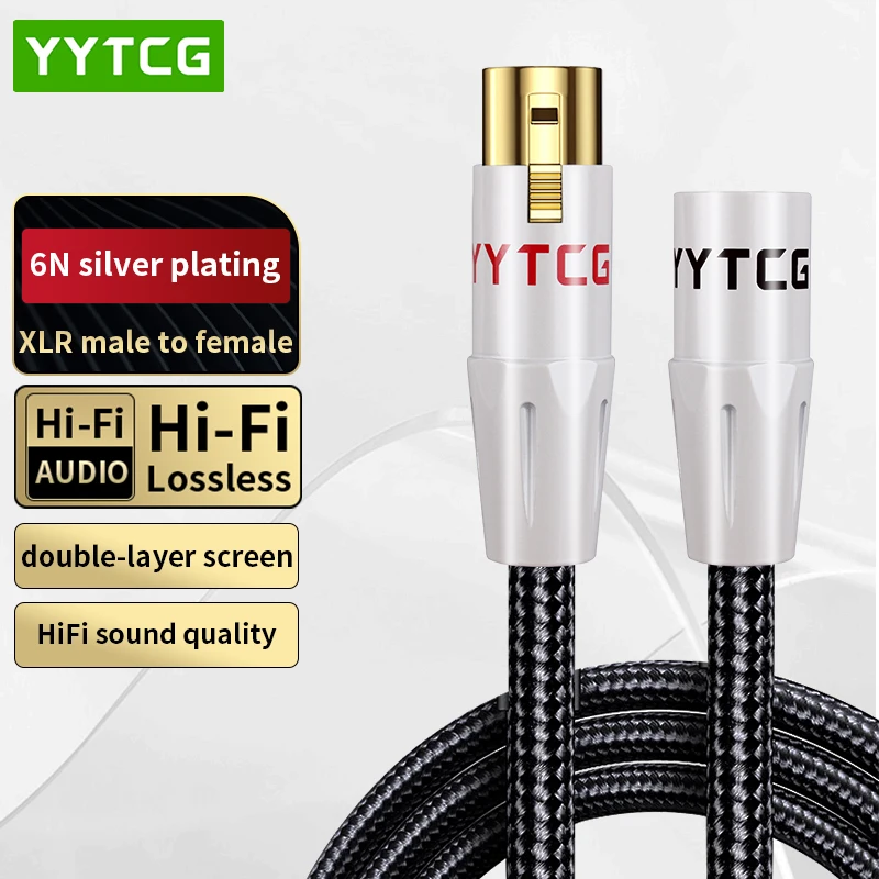 HIFI kabel Xlr 6N posrebrzany 3 Pin XLR męski i żeński przewód do wzmacniaczy mikser Audio przedłużacz HiFi XLR