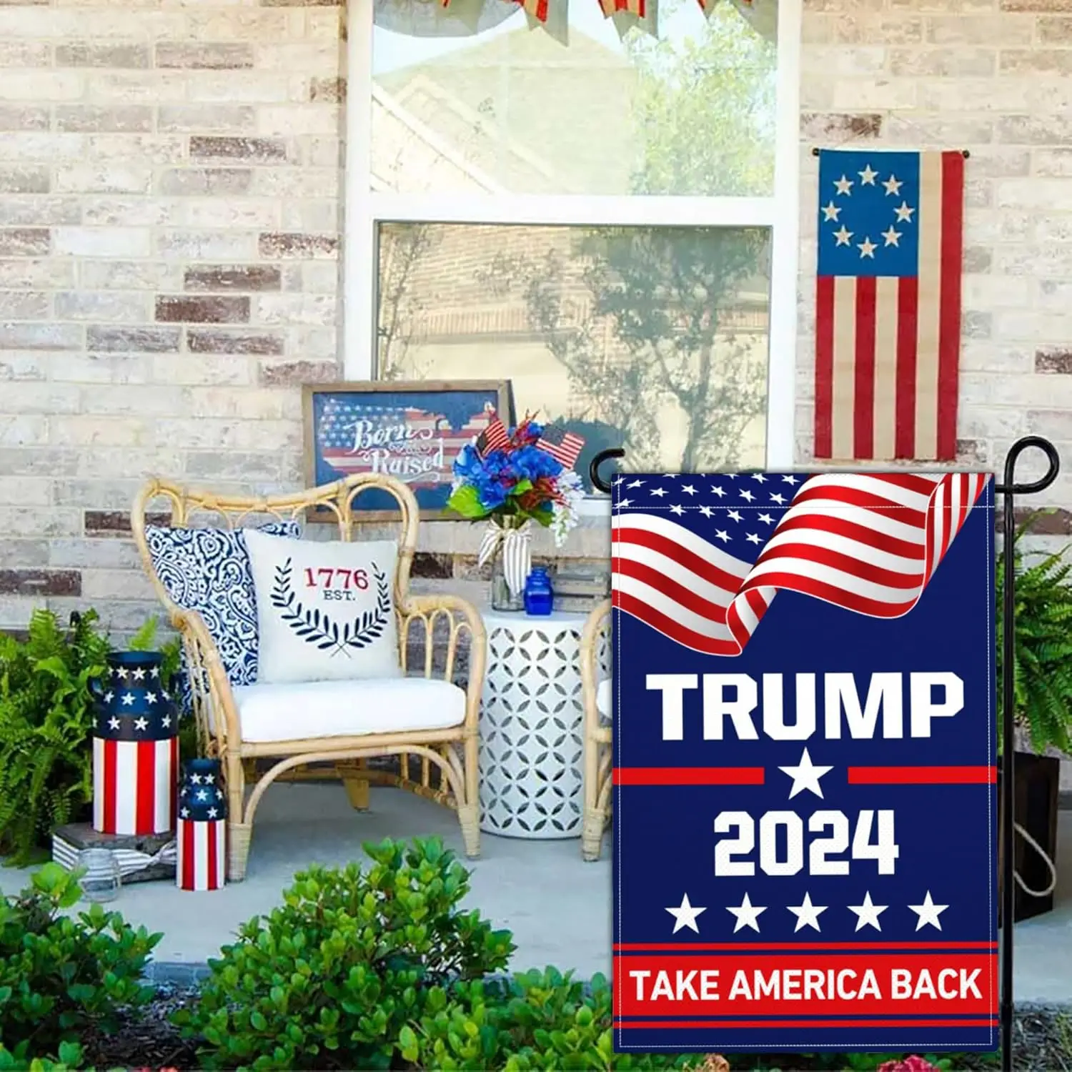 Trump 2024 Garden Flag Patriotic American Garden Flags for Outside 12x18 Double Sided USA Small Trump 2024 Yard Sign Flag Take A