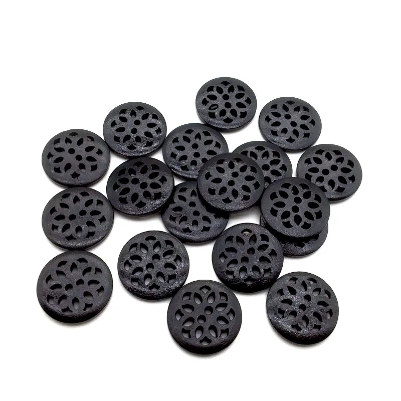 30PCS 25mm Dark Coffee Color Hollow Out 2-holes Round Wooden Buttons For Sewing Clothing Scrapbooking Crafts Home Decor QTG246