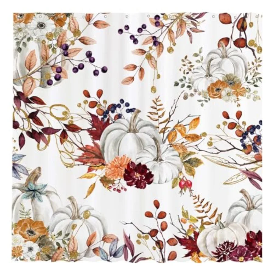 

72x72 Осенние тыквы в стиле бохо, акварельные цветочные листья, ритская осень, День благодарения, урожай, фермерская обувь, занавеска для душа для декора ванной комнаты, ма