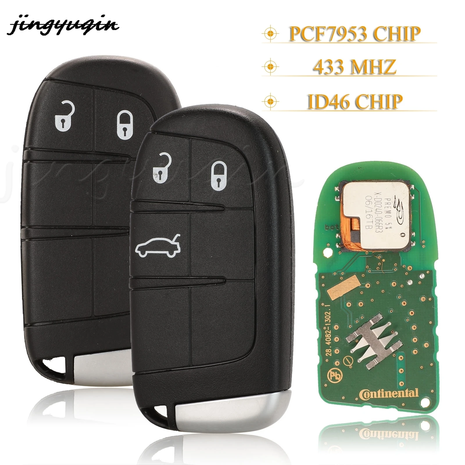 

jingyuqin 2/3 Buttons Smart Car Key Fob 433Mhz ID46 Pcf7953 Chip For Fiat Freemont Fiat 500 2015 2016 2017 M3N-40821302