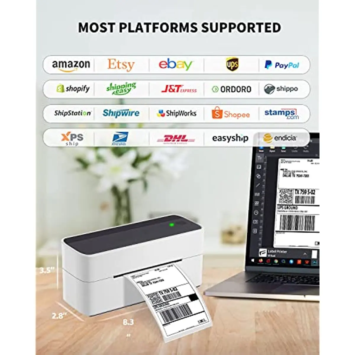 Phomemo Bluetooth Thermal Label Printer, Wireless Shipping Label Printer, Compatible with iPhone Android Mac Windows Widely Used