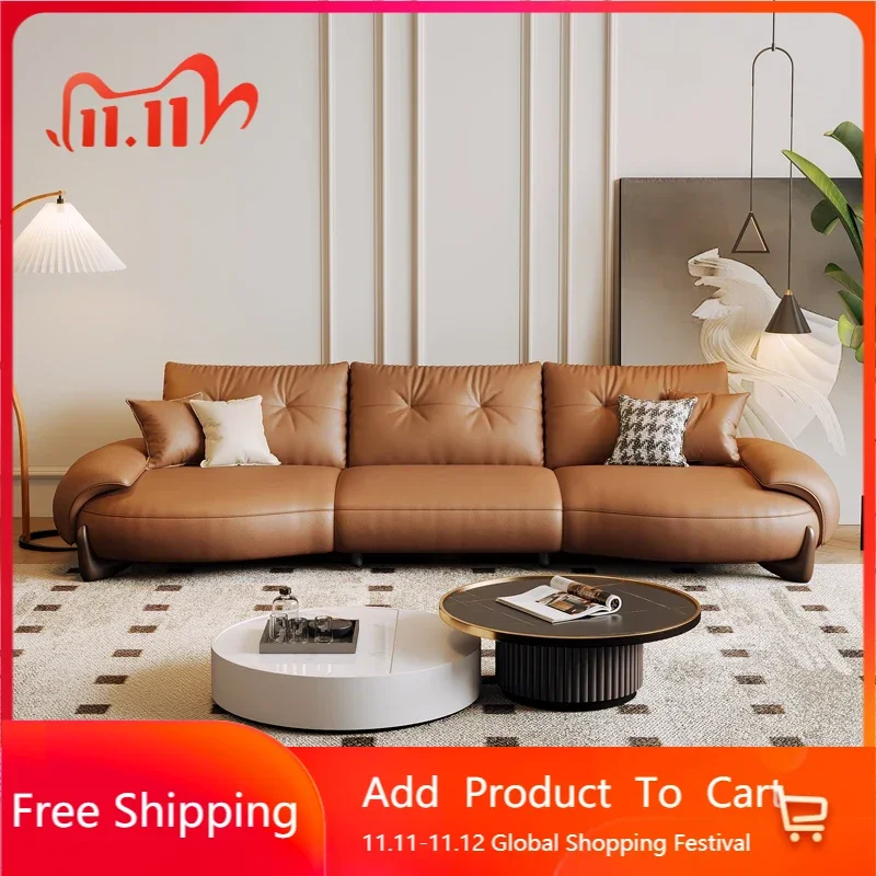 

Creative Recliner Living Room Sofas Brown Support Wooden Designer Nordic Sofas Minimalist Modern Muebles Postmodern Furniture