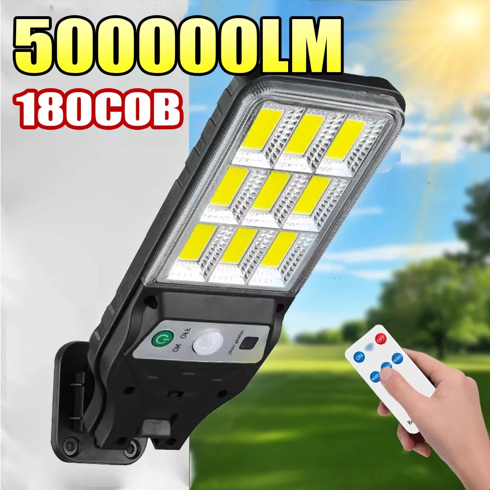 

500000LM солнечные светодиодные фонари для улицы с 3 режимами водонепроницаемый датчик движения, охранное освещение, настенный уличный фонарь для сада, патио, дорожки