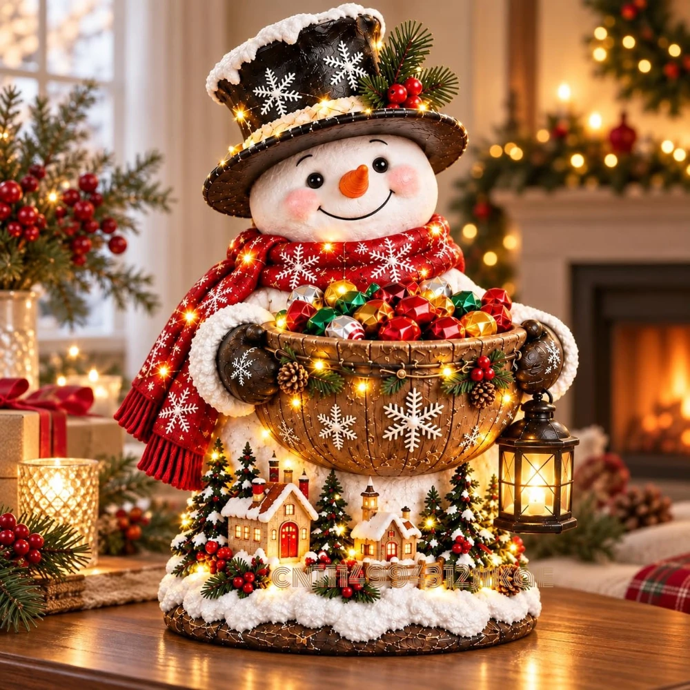 Lighted Christmas Candy Bowl,5 Festive Holiday Character Designs,Warm lighted candy dish in 5 festive designs for wrapped sweets