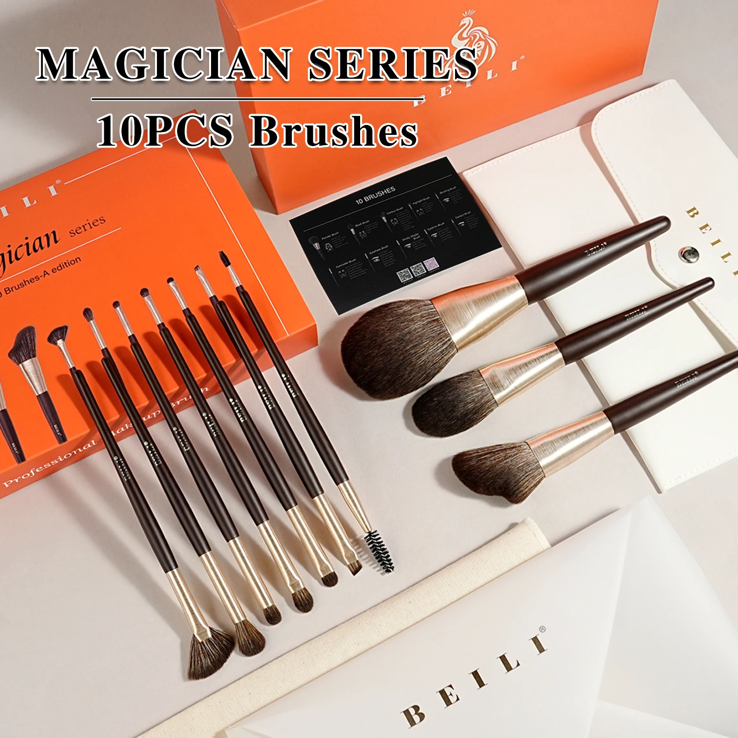 BEILI 10pcs New Makeup Brushes Set Synthetic Hair and Natural Hair Makeup Gift Beauty Tool  for You