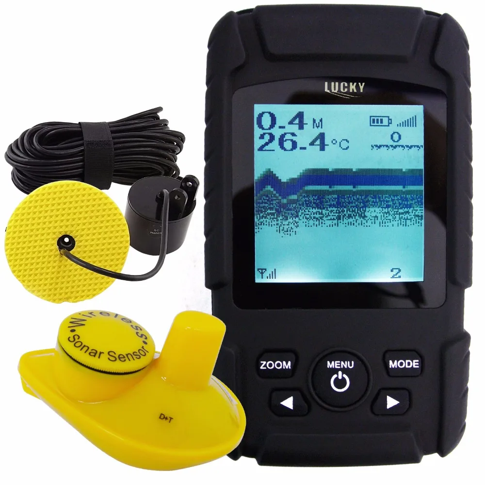 

Finder Waterproof 2-in-1 Wireless Wired Fishfinder 40m Sonar Transducer 100m Depth 180m