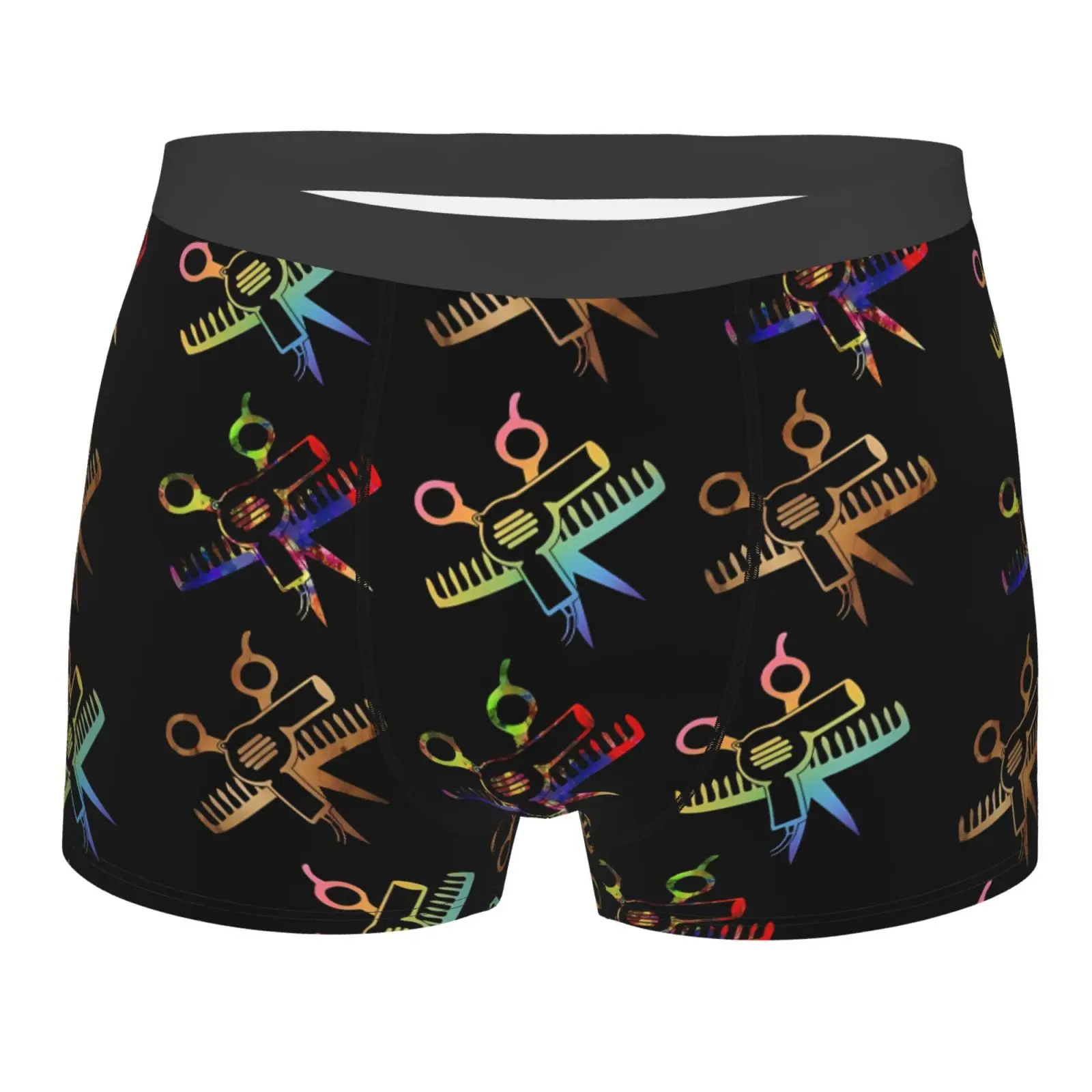 Tijeras y peine estilista patrón ropa interior hombres Boxer elástico pantalones cortos bragas suaves calzoncillos sexis para hombre