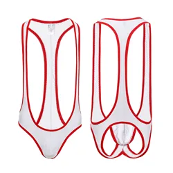 CLEVER-MENMODE Mesh Sexy Lingerie Bodysuit Mens Backless One Piece Jockstrap Wrestling Singlet Bondage Mankini Body Suit Briefs