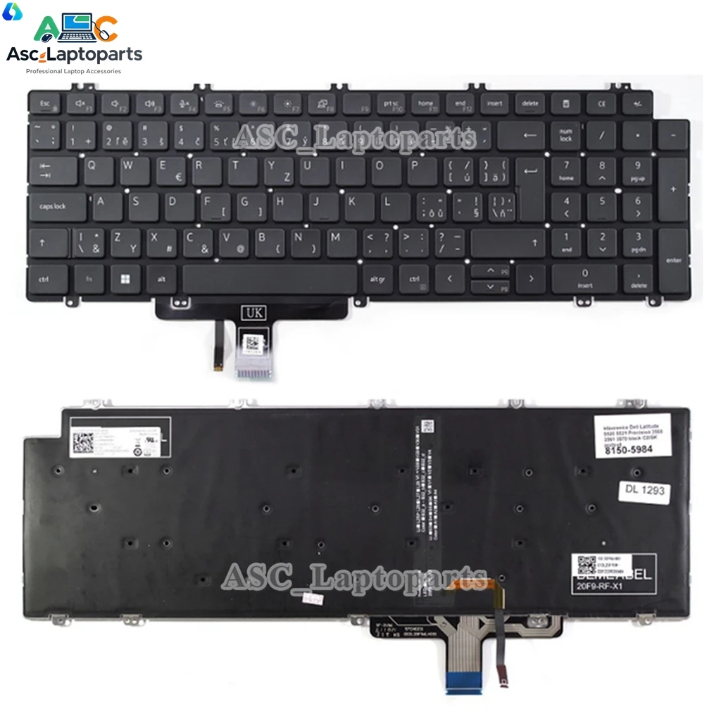 

New Czech Slovak Keyboard for DELL Latitude 5550 of year 2024 , Precision 7670 7770 7680 7780 BACKLIT , no Frame