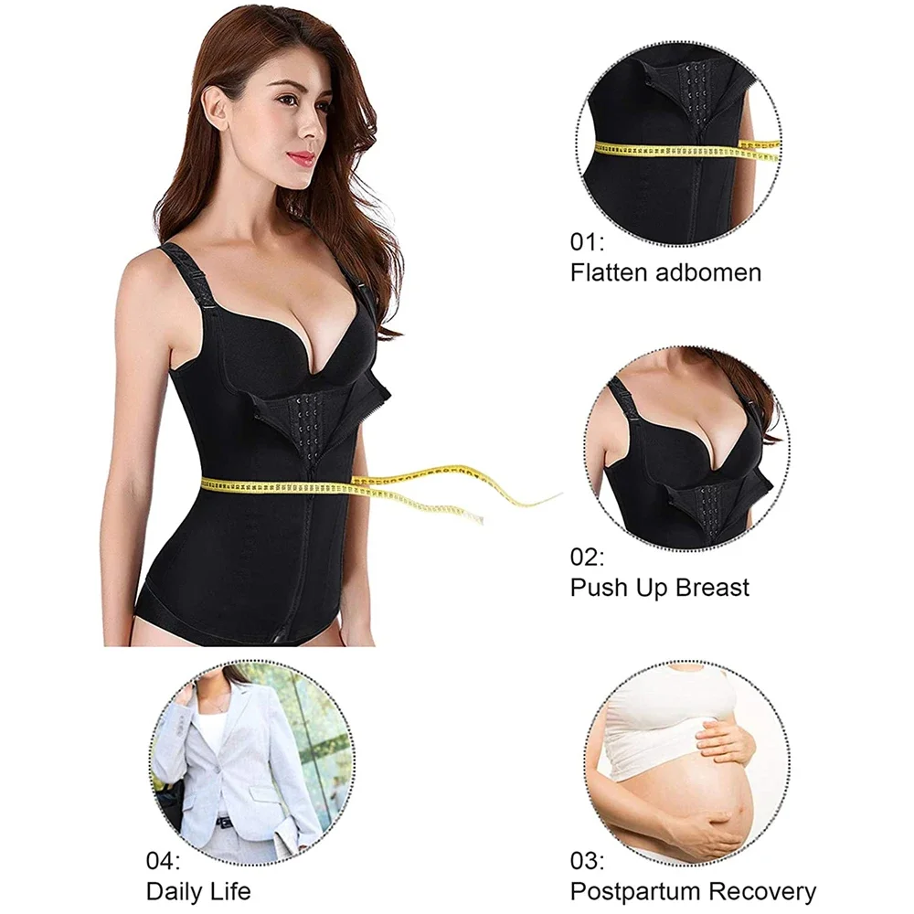 1Pcs Waist Trainer for Women Corset Shapewear with Zipper Women's Waist Cincher Tank Top with Adjustable Straps Sweat Sauna Vest