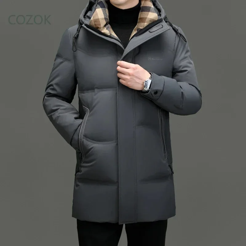 Milk Silk Padded Men's Down Jacket Designer Clothes Warm Winter 2025 Long Sleeve Male Coat Clothing