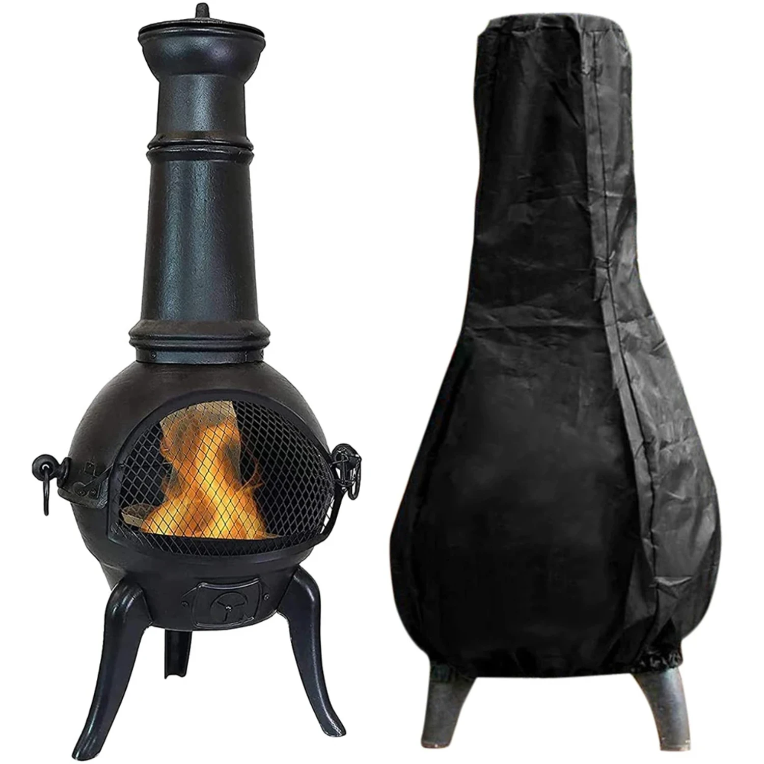 Outdoor Chiminea Cover Waterproof Protective Sleeve Fireplace Cover Camp Heater Bag Heating Covers Warmer Heating Stove Tent