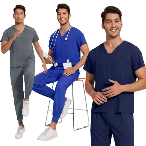 Uniformes médicos para hombre y mujer, conjuntos de batas quirúrgicas para Hospital, Tops, pantalones, accesorios para enfermeras, clínica Dental, salón, Spa, ropa de trabajo