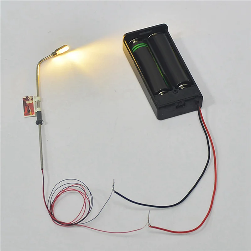 YSUN-100 قطع نموذج صغير قطار السكك الحديدية عمود الإنارة ضوء الشارع المصابيح الدافئة الأبيض HO مقياس 1:100 حديقة مصابيح إضاءة للمناظر الطبيعية #3