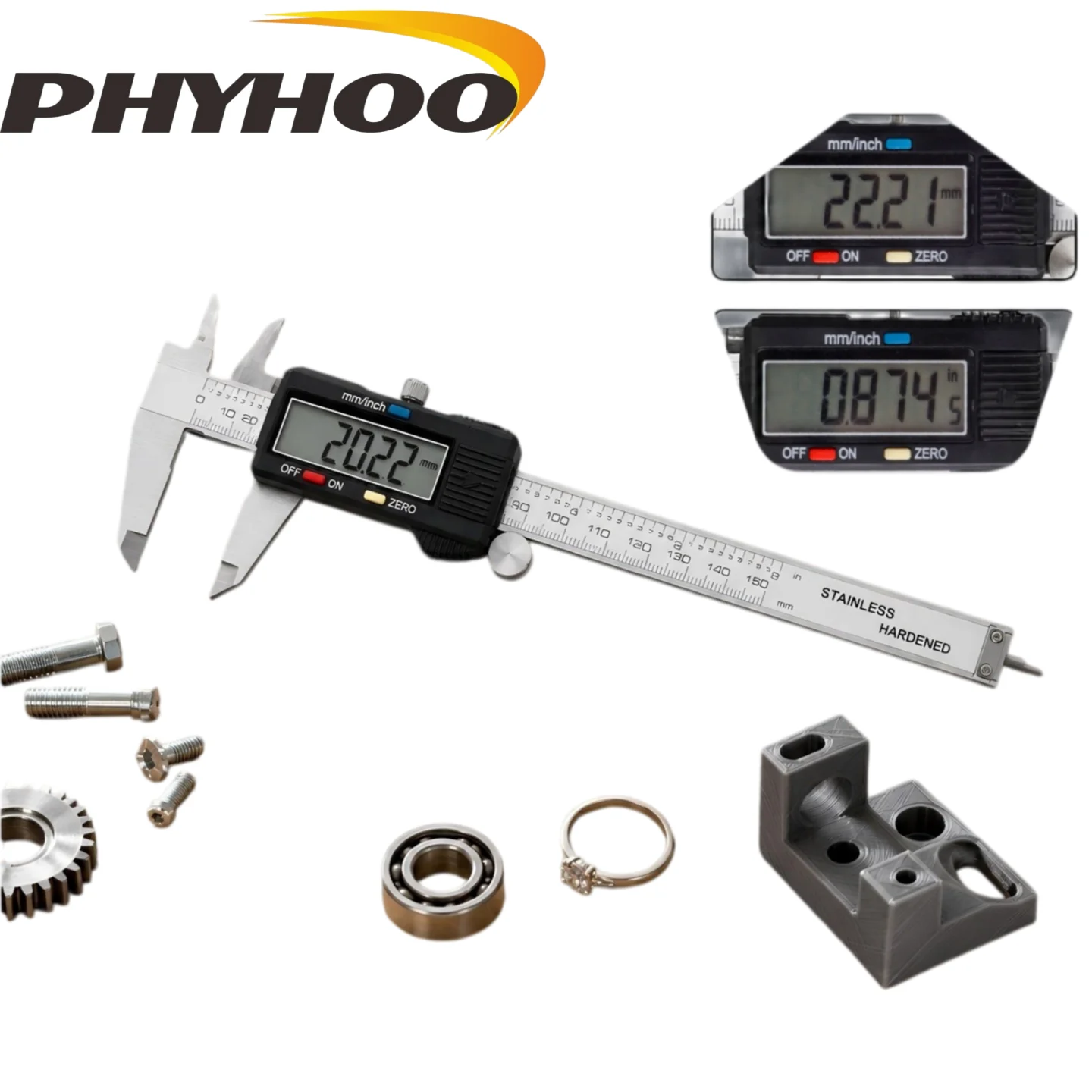 PHYHOO 6inch 150mm Stainless Steel Digital Vernier Caliper Messschieber Paquimetro Jewelry Making Measuring Tool Ruler