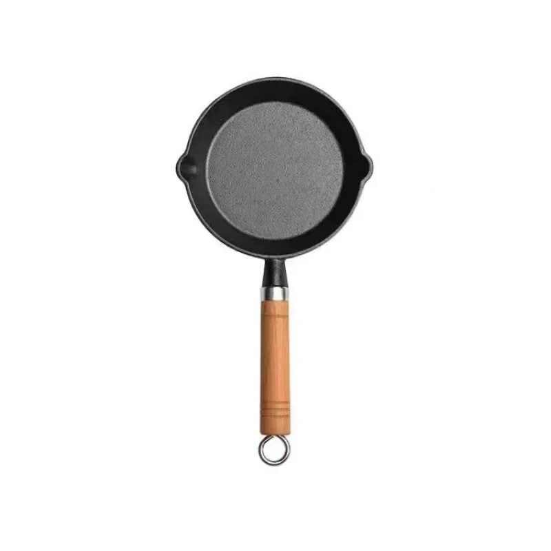 26cm Cast Iron Frying Pan Uncoated Non-stick Egg Pancake Pan Crepe Maker Steak Frying Pot Gas Induction Cooker Kitchen Cookware