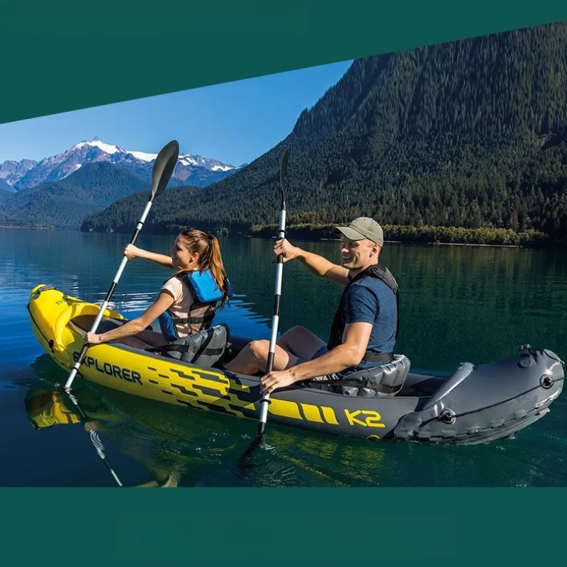 Inflatable Boat Two Person Raft Dinghy Outdoor Fishing River Adventure  Inflatable Kayak Canoe Inflatable Kayak Thickened