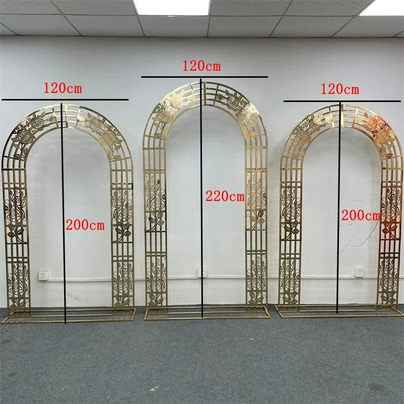 

New Wedding Arches Props Wedding Stage Background Decoration Iron Arches Flower Stand Five Bars Hollow Rose Stand