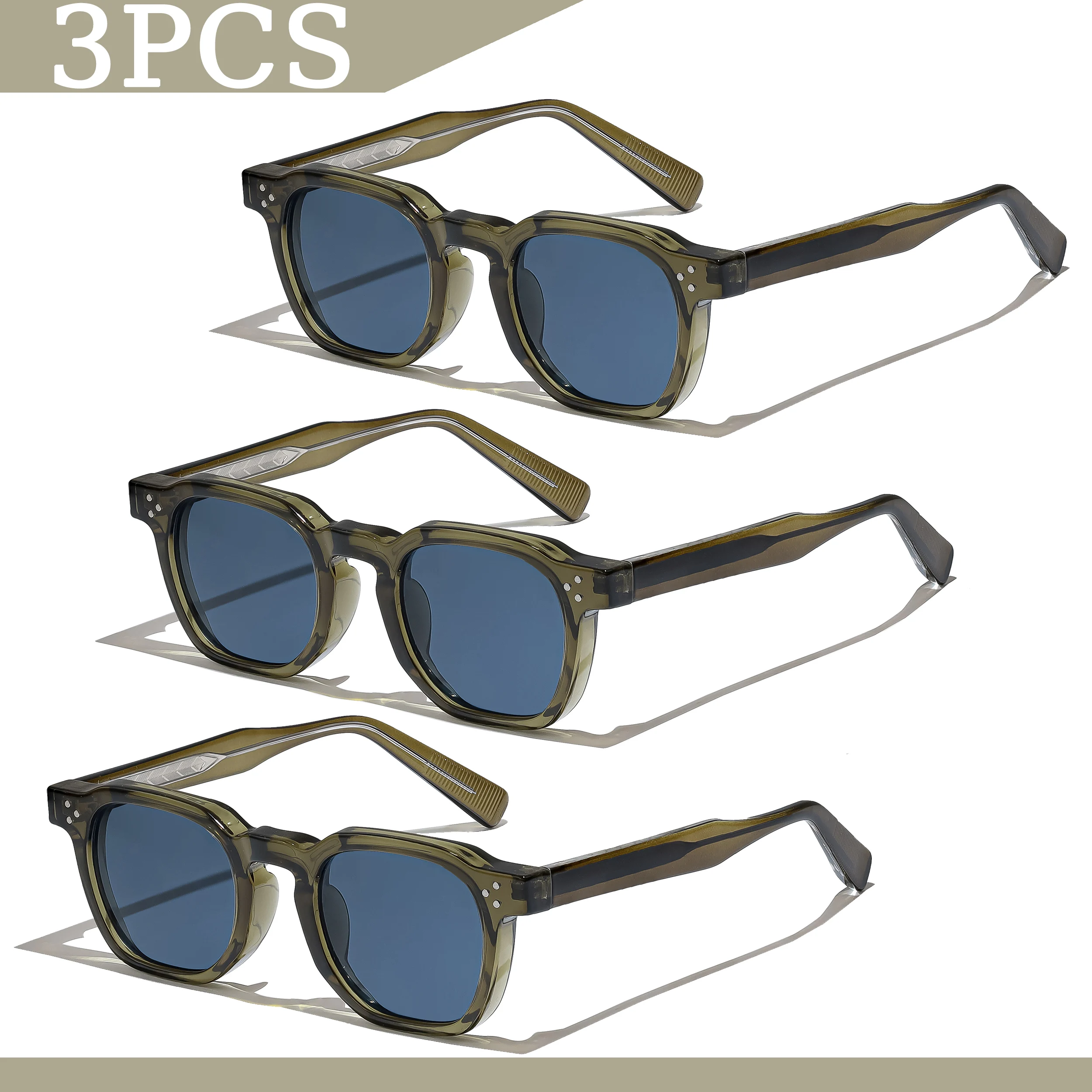 Lot de Lunettes de Soleil Carrées Rétro HBK 4