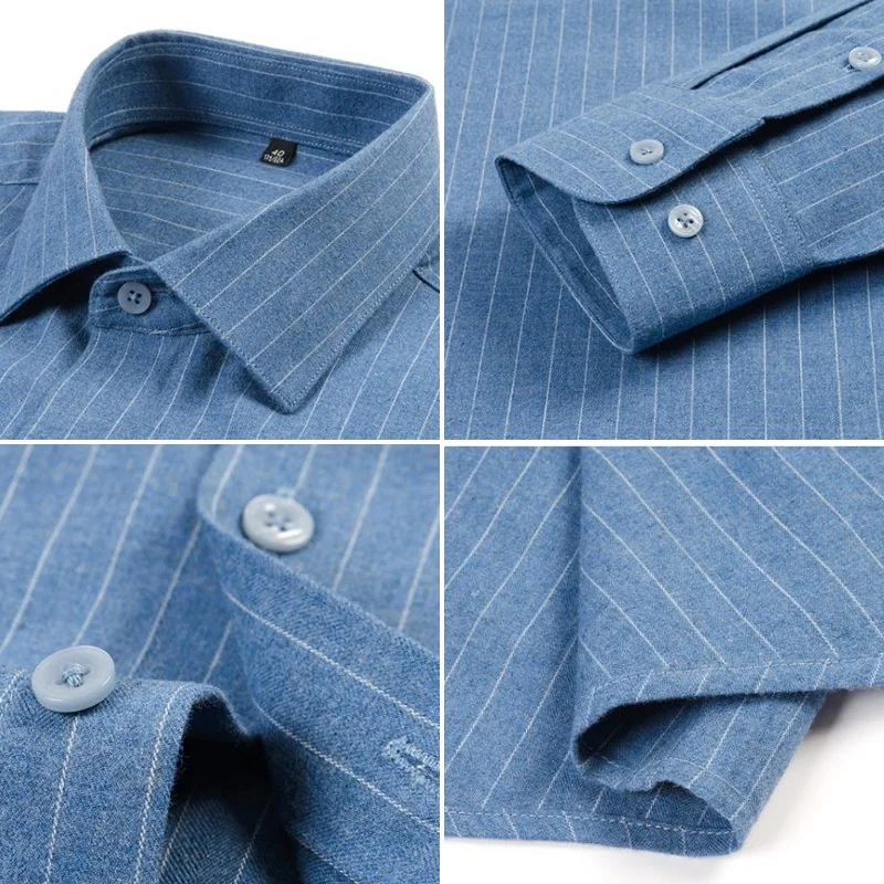 Camicia in puro cotone 100% Camicia a quadri da uomo Manica lunga Regular Fit Uomo Casual morbida e confortevole Flanella Camicie sociali Abbigliamento uomo