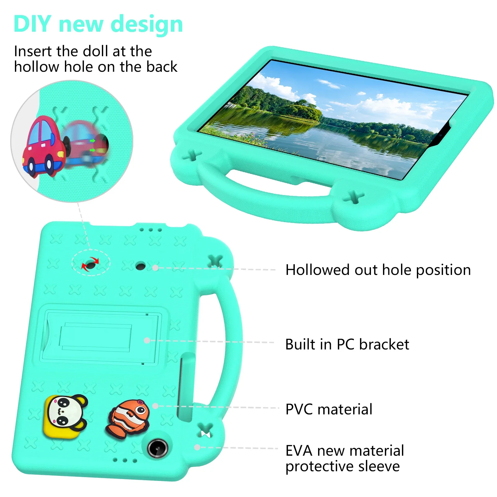 حافظة طاولة EVA + PC لهاتف Lenovo Tab One 8.7 " 2025 K9 8.7" TB305FU TB305XU غطاء مسند مضاد للانزلاق مع أحزمة كتف #4