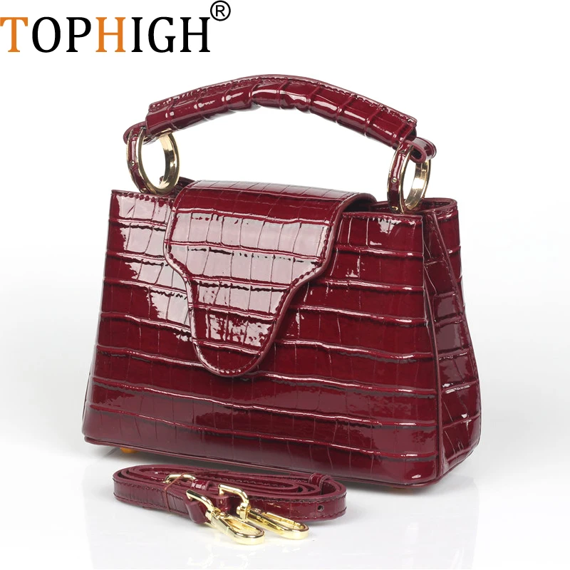 TOPHIGH Luxury Design Handbags For Women Ostrich/Snake/Crocodile Pattern Leather Shoulder Bags for Party Hot Sales Bolsas
