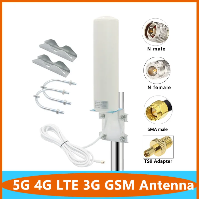 Long Range 5G 4G LTE 3G GSM Omni WiFi Aerial 600~4900Mhz IP67 Outdoor Waterproof AP Amplifier Antenna With TS9 SMA RPSMA Male