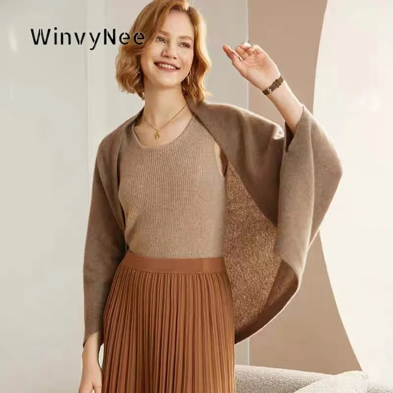 Женский шарф-шаль WinvyNee из чистой шерсти, однотонный, двойного назначения, теплый, дышащий, новый, осенне-зимний, повседневный модный аксессуар ZG1673009