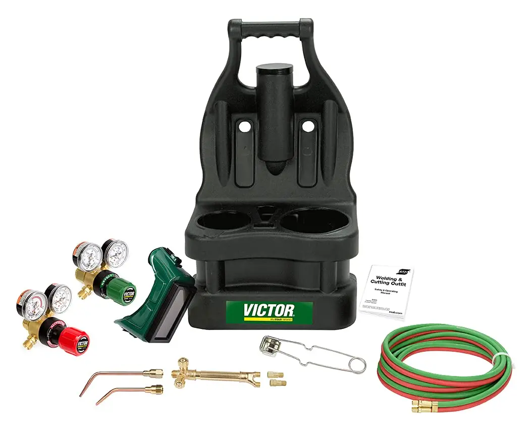 

ESAB Victor 0384-0945 G150 J-P Light Duty Gas Welding Outfit Tote Kit Without Tanks, R150-200/R150-540 Gas Regulators,