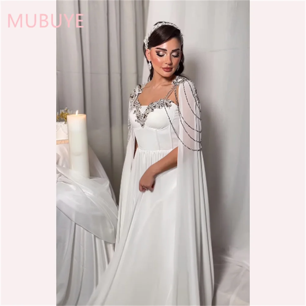 MOBUYE 2024 Arab Dubai Off The Shoulder Prom Dress Long Shawl Sleeves Evening Fashion Elegant Party Dress For Women