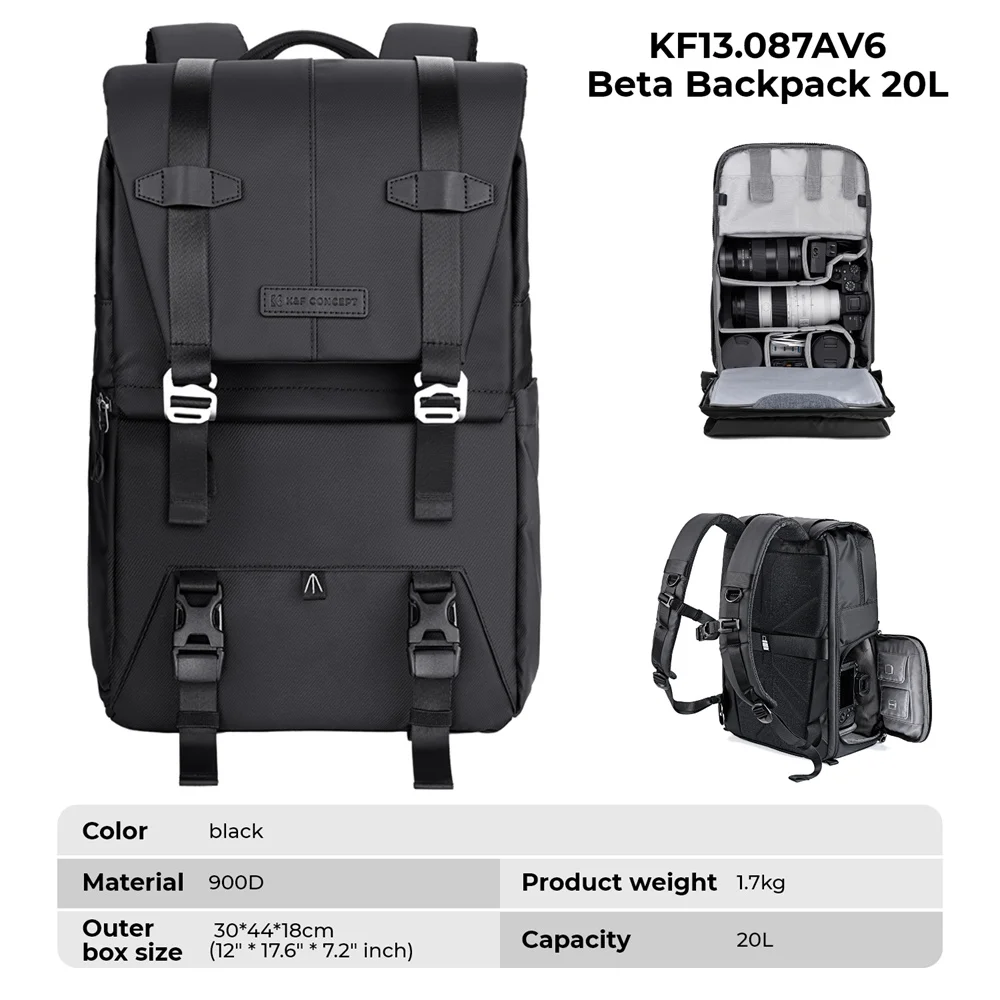 K&F CONCEPT Fotografia Mochila para câmera profissional Bolsa de viagem ao ar livre pode transportar tripé Design ergonômico para Sony Canon Nikon