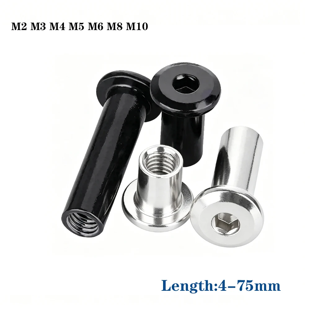 M2 M3 M4 M5 M6 M8 M10  4-100mm 304 Stainless Steel Flat Hex Hexagon Socket Head Furniture Rivet Connector Insert Sleeve Cap Nut